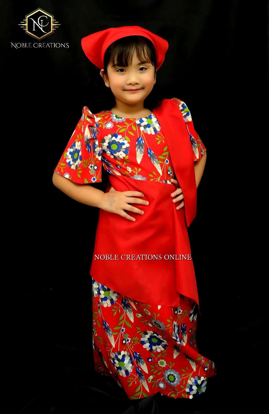 Kids Filipiniana Dress Floral Patadyong Philippine National Costume Maria  Clara Baro At Saya Barong Tagalog Filipino Heritage Day - Red