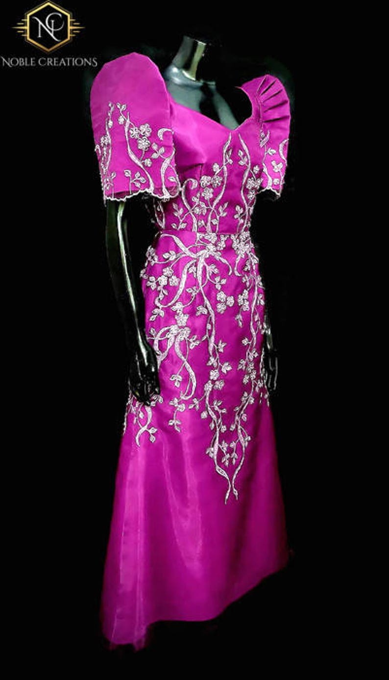 FILIPINIANA DRESS Embroidered and Beaded Mestiza Gown - Etsy