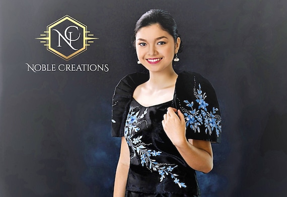 black and white filipiniana dress