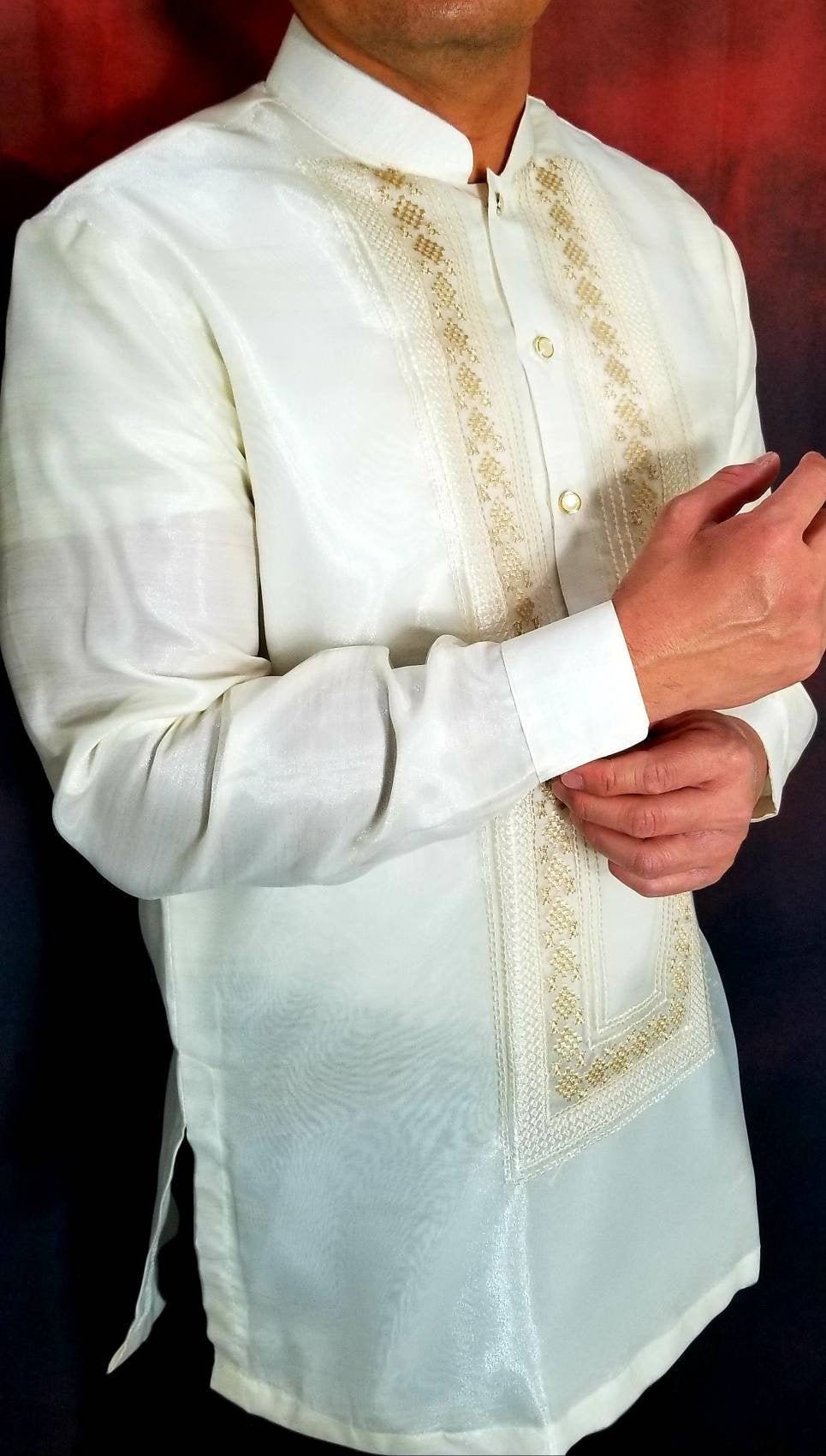 BARONG TAGALOG Chinese Collared Filipino National Costume FILIPINIANA