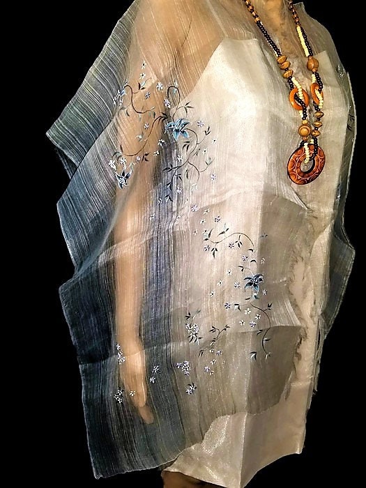 Modern FILIPINIANA PINYA fiber KAFTAN Philippine National Costume Maria