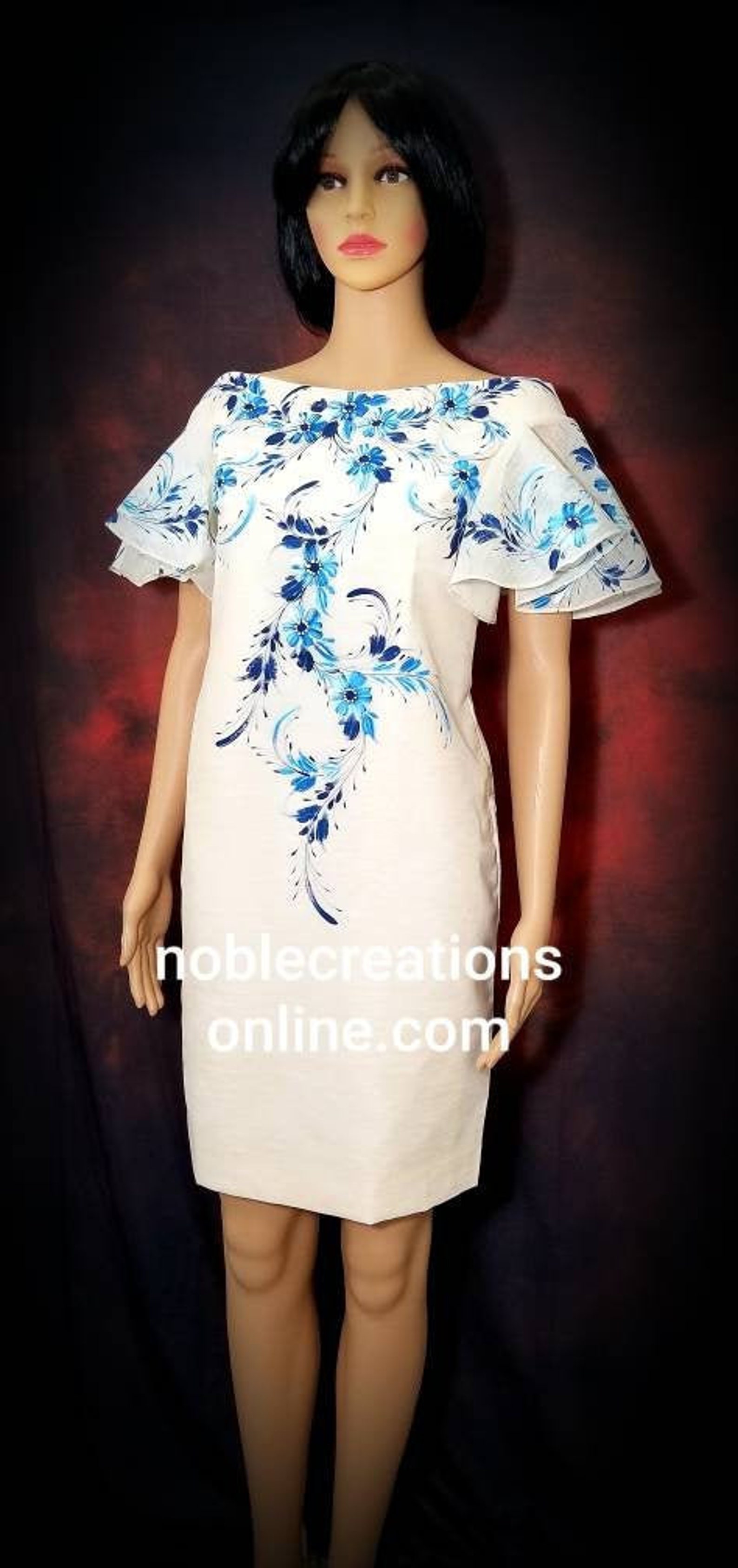 FILIPINIANA Dress Hand Painted Off-Shoulder Cocoon Silk BARONG | Etsy