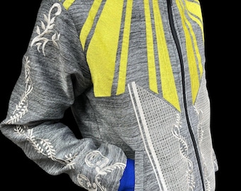 Men's D*KABABAYAN Limited Edition BOMBER BARONG Jacket - Gray/Black
