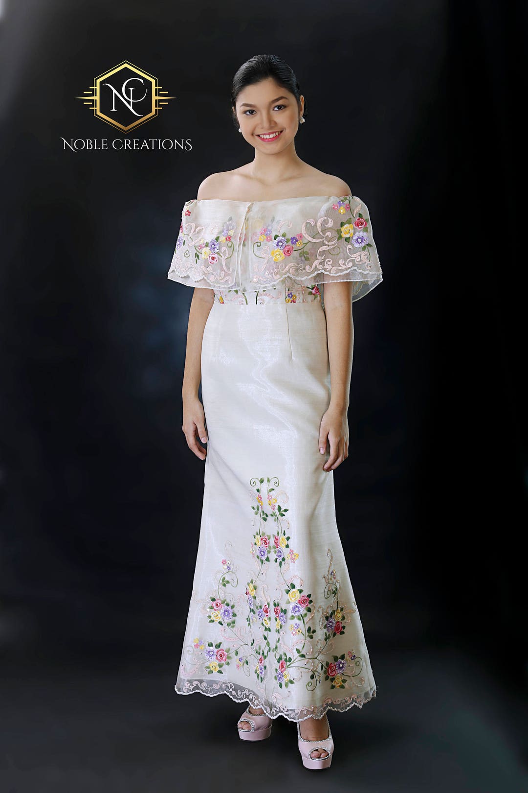 FILIPINIANA Dress Hand-painted and Embroidered maria Clara Terno BARONG ...