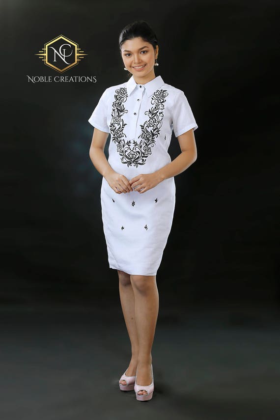 Modern FILIPINIANA Dress Silk BARONG TAGALOG Philippine Modern ...