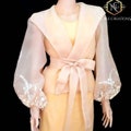 FILIPINIANA Jusi Fabric Hand Painted BISHOP SLEEVE Jacket Barong Tagalog Philippine National Costume Filipino Clothing - NC10 Jacket