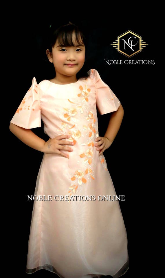 KIDS FILIPINIANA DRESS Handpainted Mestiza Gown Santacruzan | Etsy