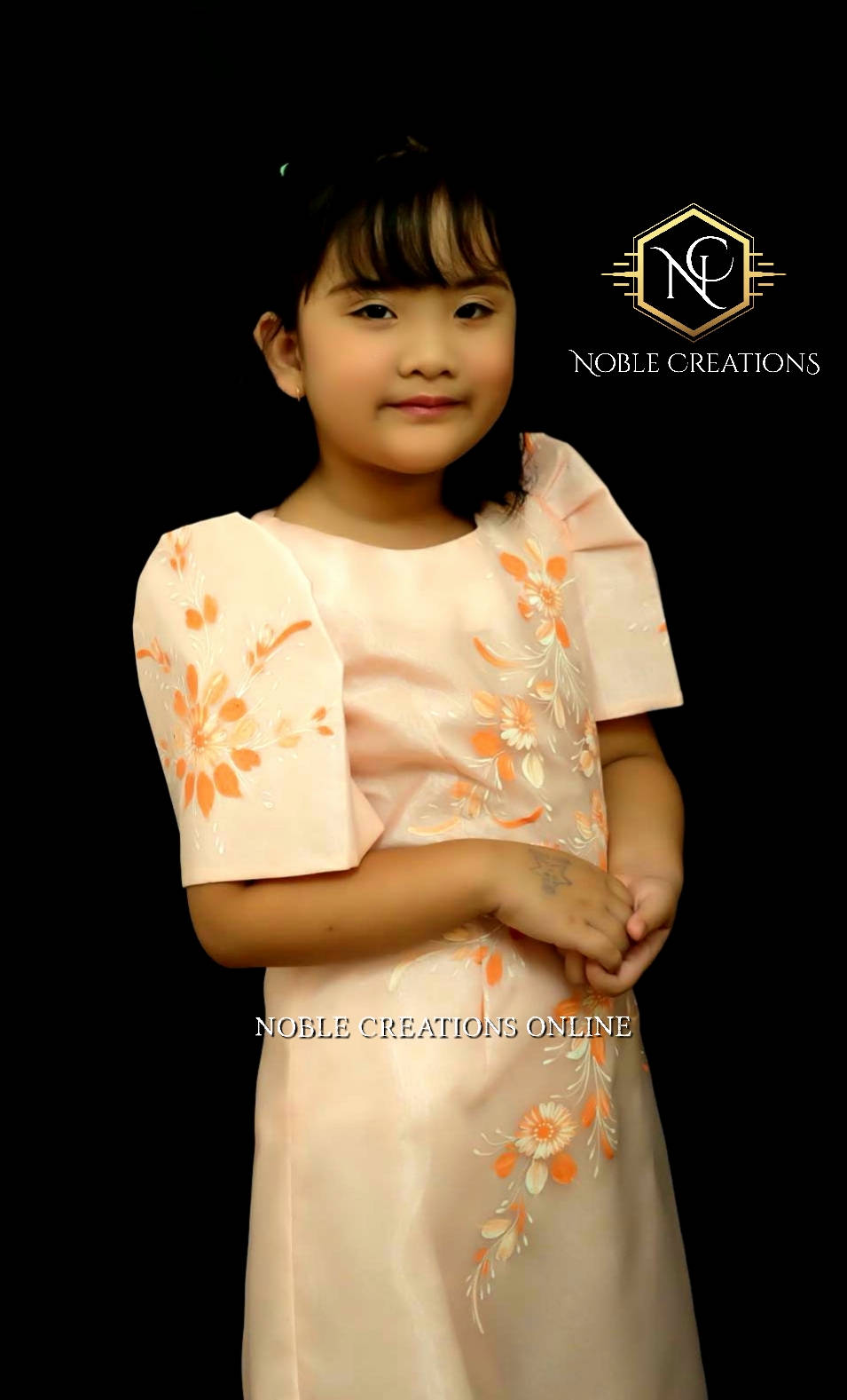 KIDS FILIPINIANA DRESS Handpainted Mestiza Gown SantaCruzan Philippine ...