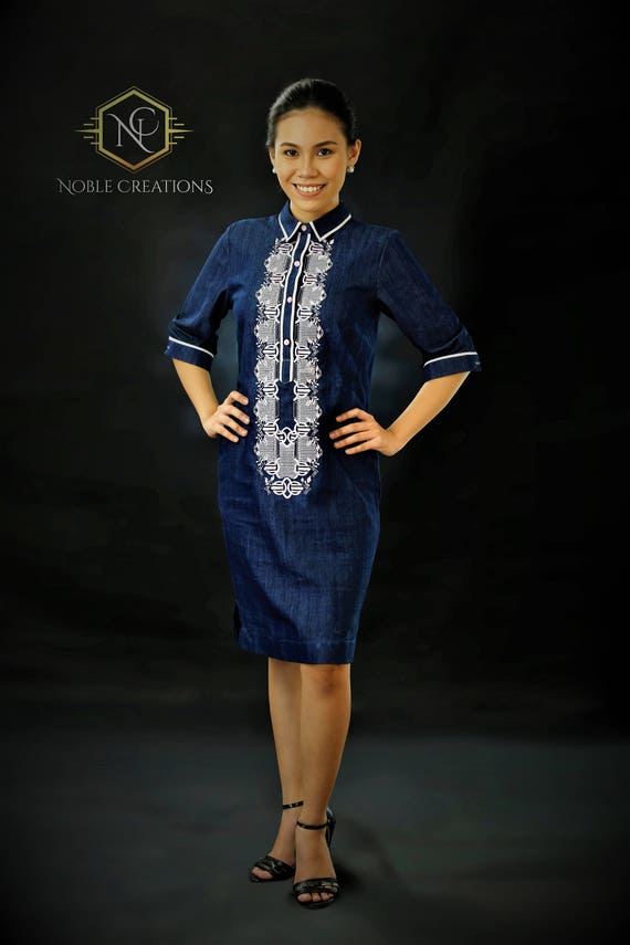 navy blue filipiniana