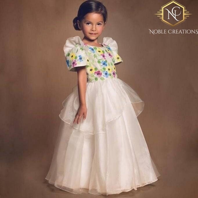Filipiniana attire for female kids sales