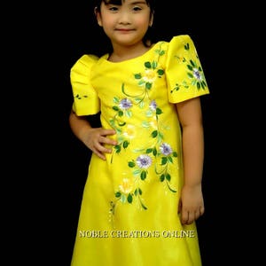 KIDS FILIPINIANA DRESS Handpainted Mestiza Gown SantaCruzan | Etsy