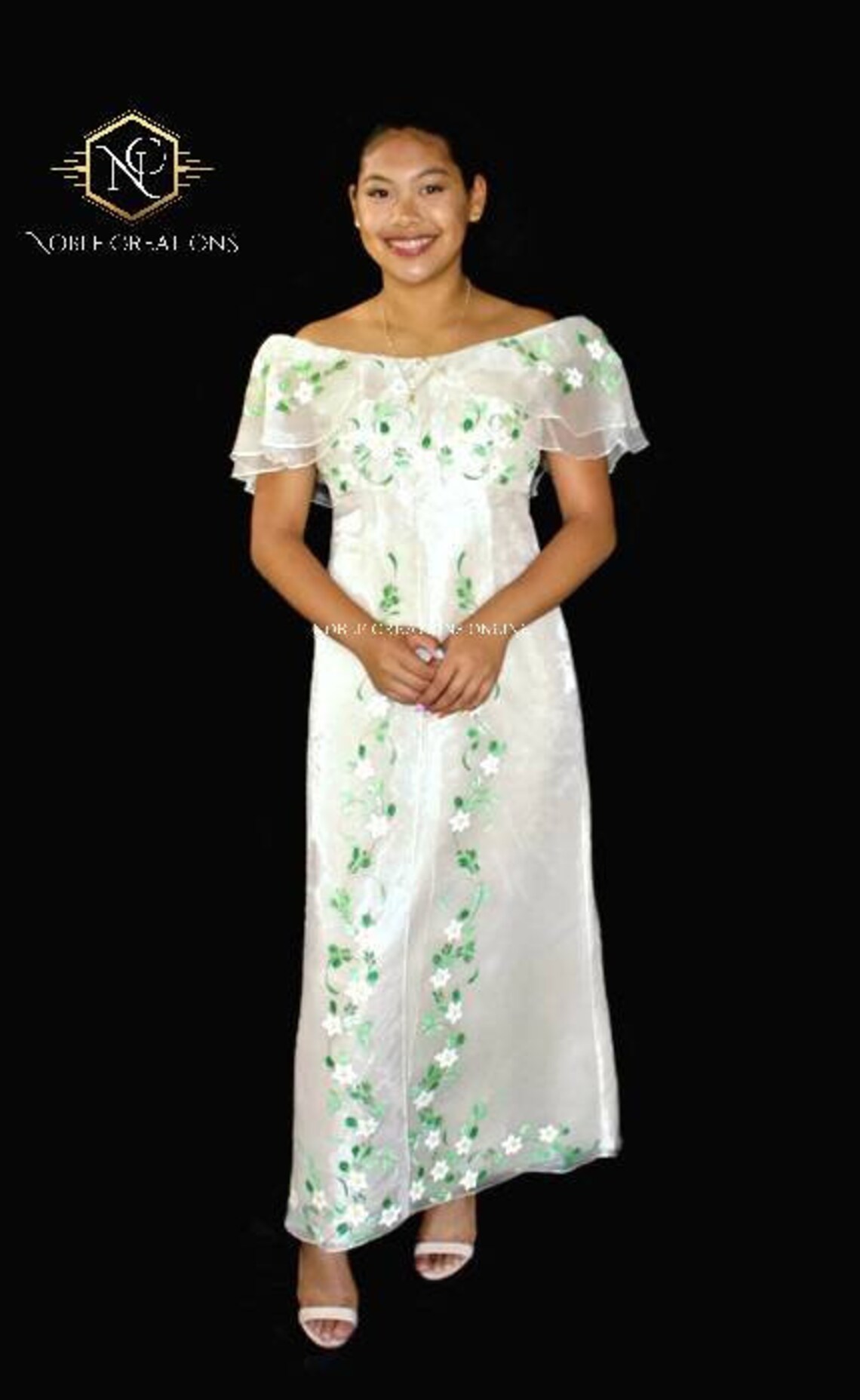 FILIPINIANA DRESS Hand-painted Off-Shoulder Gown Philippine | Etsy