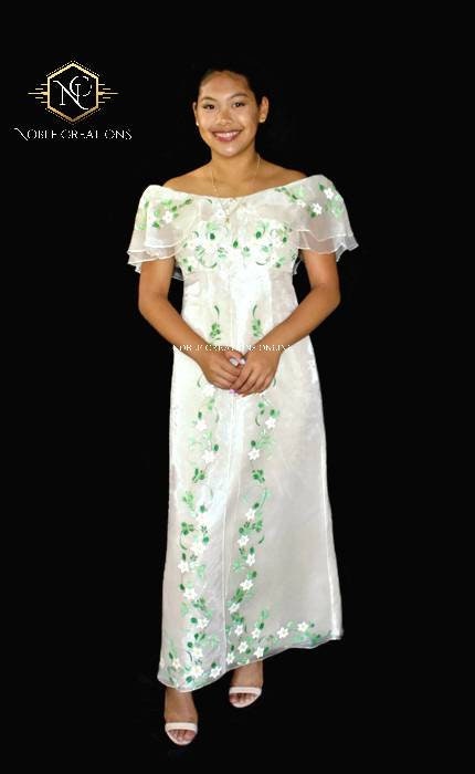 FILIPINIANA DRESS Hand-painted Off-Shoulder Gown Philippine National ...