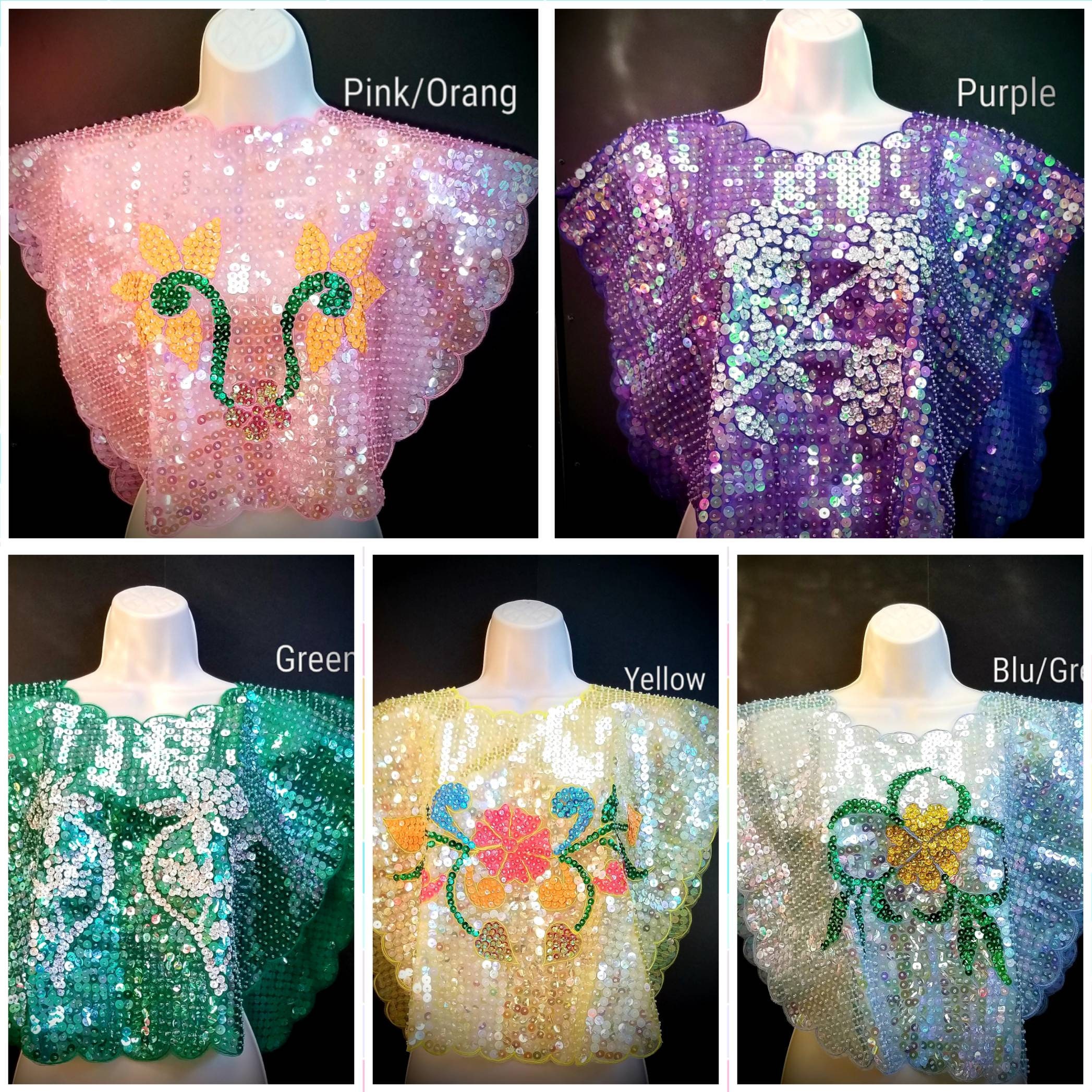 FILIPINIANA Dress SEQUINED KIMONA Handmade Philippine National Costume