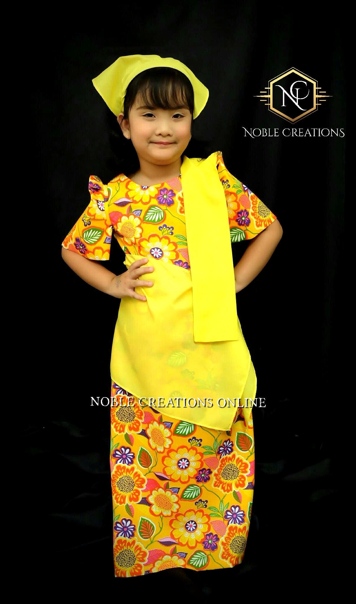 KIDS FILIPINIANA DRESS Floral Patadyong Philippine National Costume ...