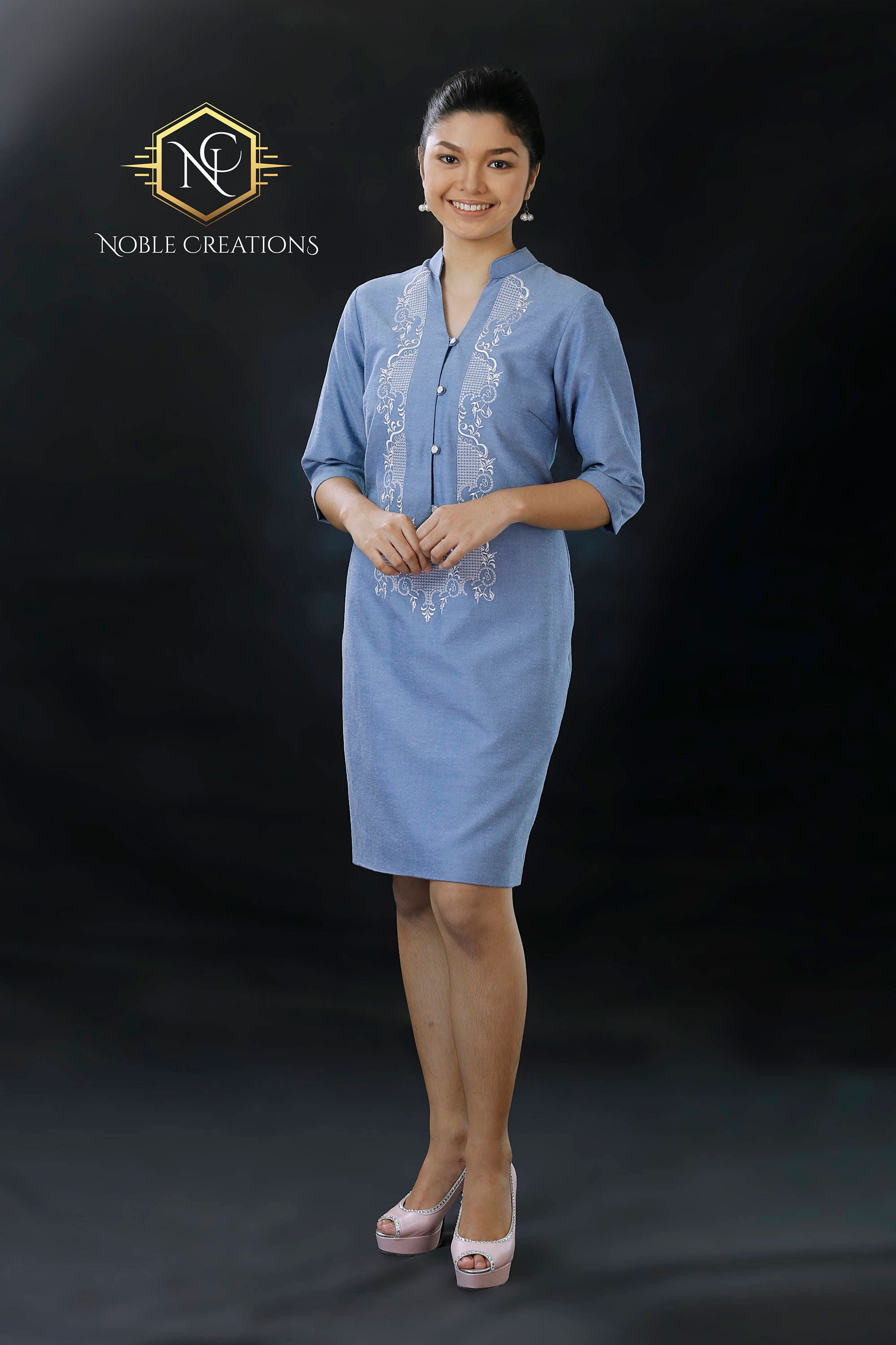 Sale Modern FILIPINIANA Dress Linen ...