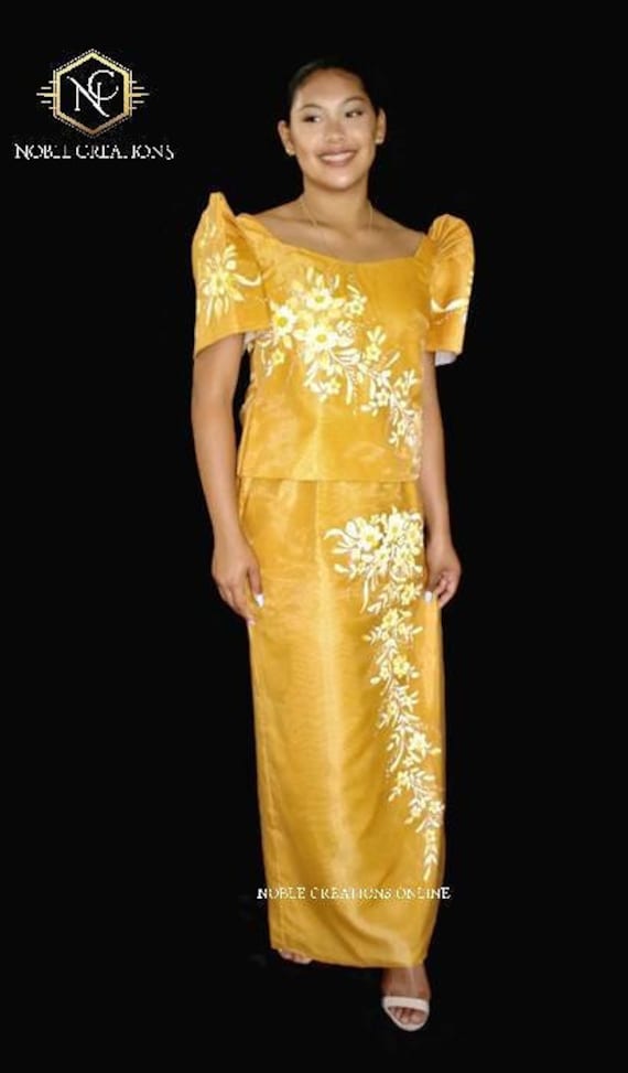 FILIPINIANA DRESS Handpainted Mestiza Gown Philippine National Costume ...