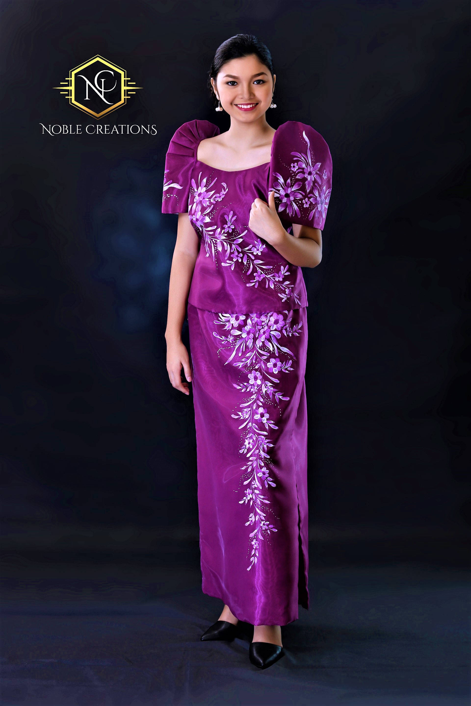 FILIPINIANA Dress Hand-painted And Embroidered Maria Filipiniana Dress ...