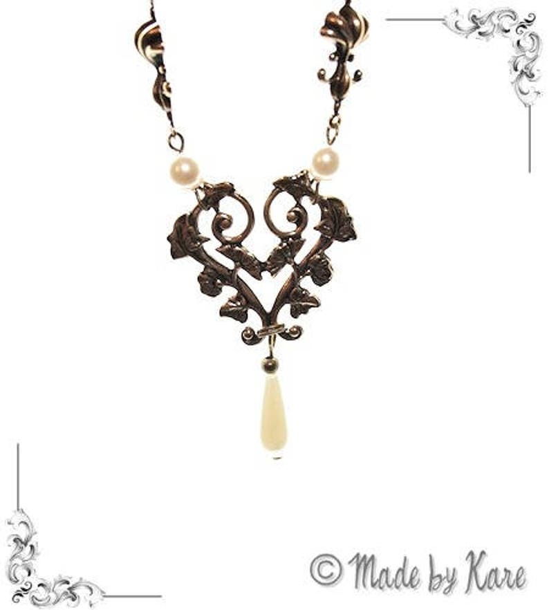 Superbe Collier Romantique Vintage Bronze Creme image 3