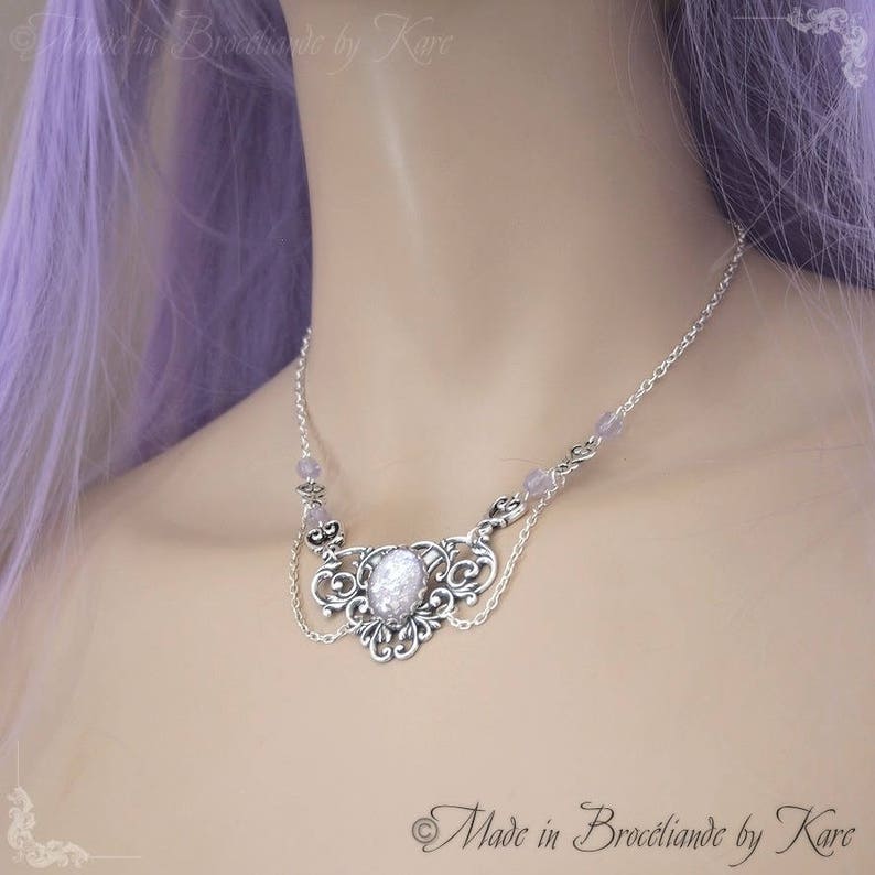 Elyra glittery purple Medieval Renaissance fairy necklace image 4