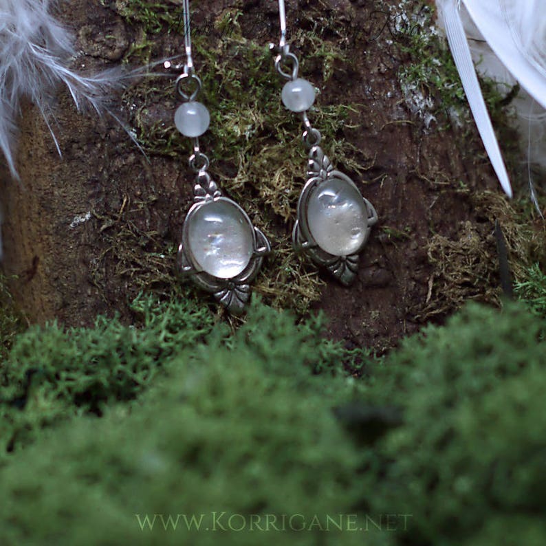 Boucles d'Oreilles Elfe Blanc en Jaspe Estampes en Laiton Silver-Filled Massif/Sterling puis vieilli & patiné avec un traitement anti-ternissement image 5