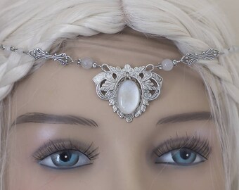 Tiara 'ELF white' Jasper gegraveerd in messing zilver gevulde (massale/Sterling) dan ouder & geveegd met een anti-ternissement behandeling