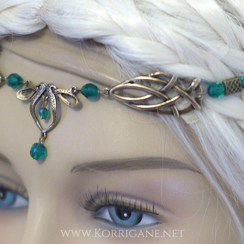 Érin Tiara elven Celtic Medieval Bronze Emerald image 2