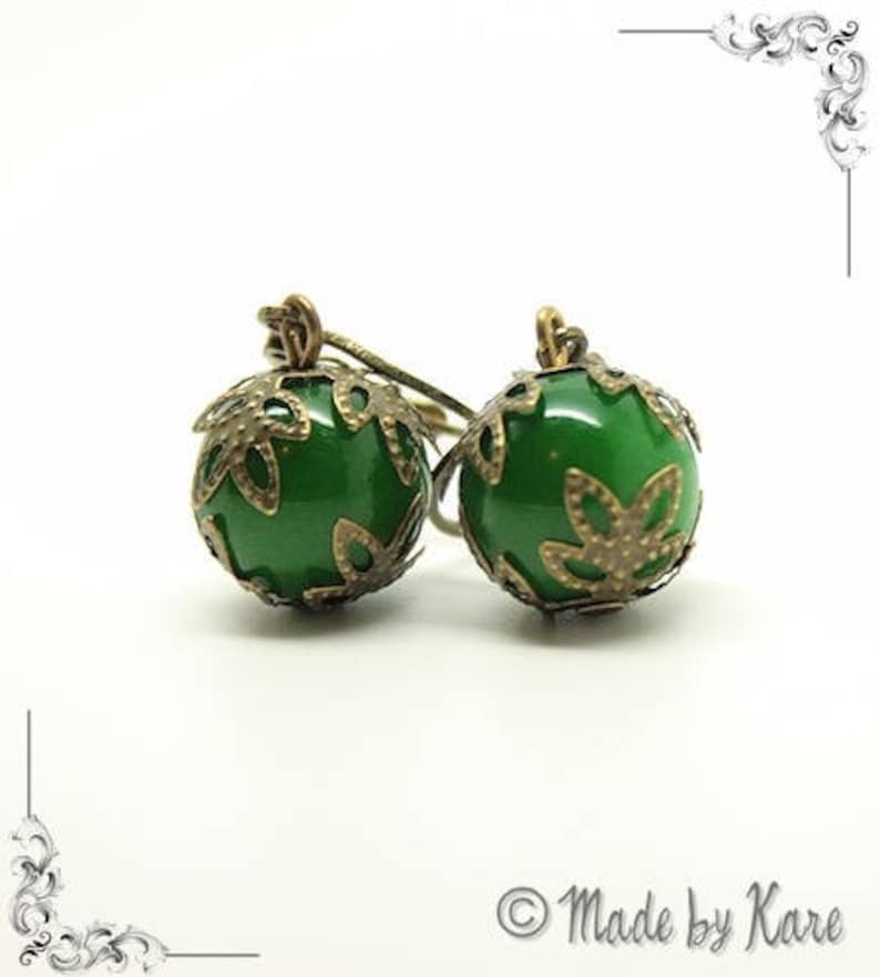 Collar adornment Green Pearl Pearl Earrings
