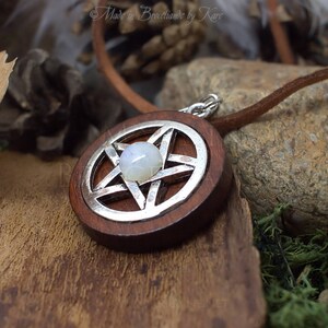 Amulette Collier de Protection Pentagramme Pentacle Wicca Paien Talisman Pierre Fine de Labradorite Blanche ou Pierre de Lune Arc-en-Ciel image 5