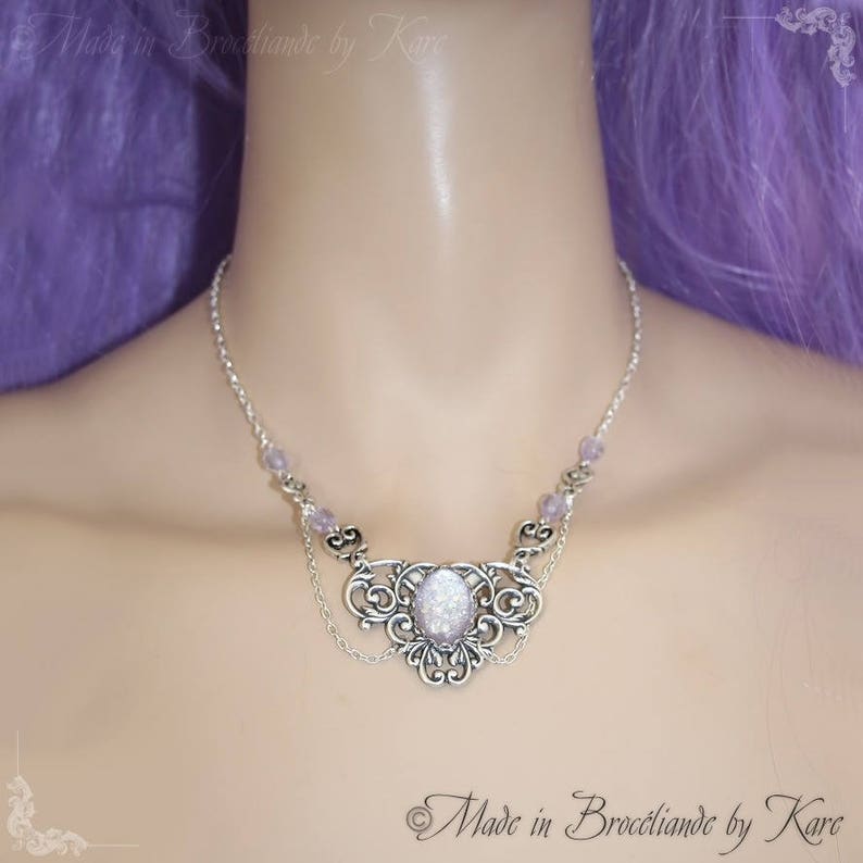 Elyra glittery purple Medieval Renaissance fairy necklace image 5