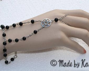 Ring WICCA - Pentagram - black Gothic Pagan Pentacle bracelet