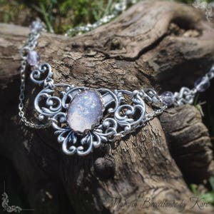 Elyra glittery purple Medieval Renaissance fairy necklace image 1