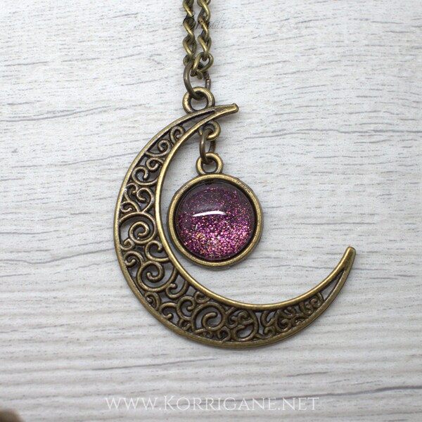 Collier "Gealaí", Lueur de Lune Celtique, Holographique - Couleur Améthyste