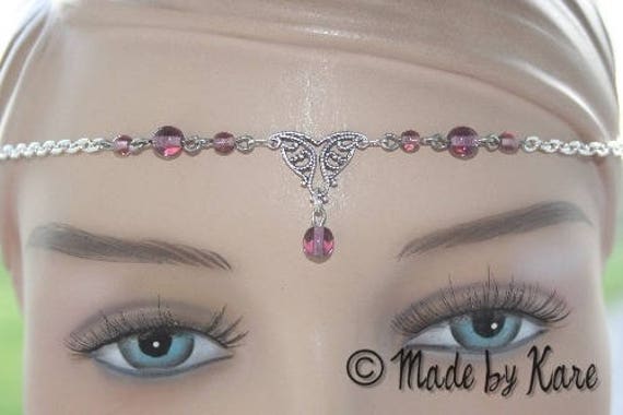 Diademe Tiare Elfique Améthyste Bijou de Tête Vintage