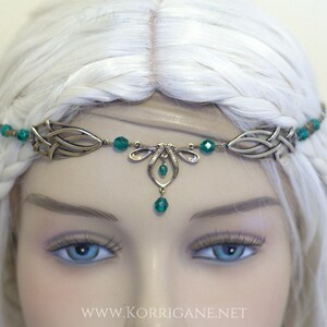 Érin Tiara elven Celtic Medieval Bronze Emerald image 3