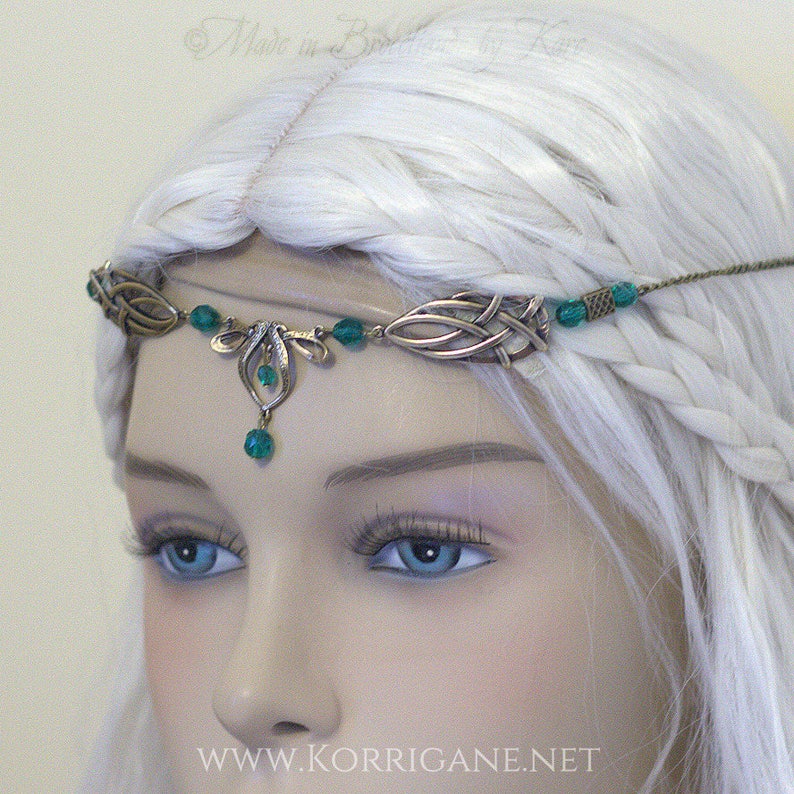 Érin Tiara elven Celtic Medieval Bronze Emerald image 5