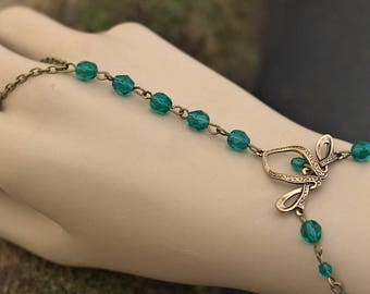 "Érin" Bracelet Bague Celtique Vert Emeraude