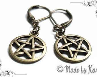 Boucles d'Oreilles Pentacle Wicca Bronze