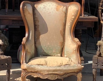 SOLD. Custom chair for A James . French antique wingback chair.