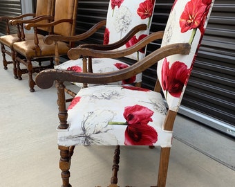 PAIR french antique fireside chairs.
