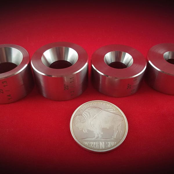 25 Degree Universal Reduction / Folding Die (Fat Tire Effect) Set 0f 4 Dies, Stainless Steel, Coin Ring Tools