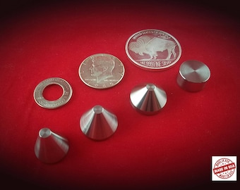 3 Stabilizing FOLDING CONES(20,30,40 degrees) 1 Spacer made of Stainless Steel for use on all 1/4" inch – 5/8" inch Holes in Coin Rings