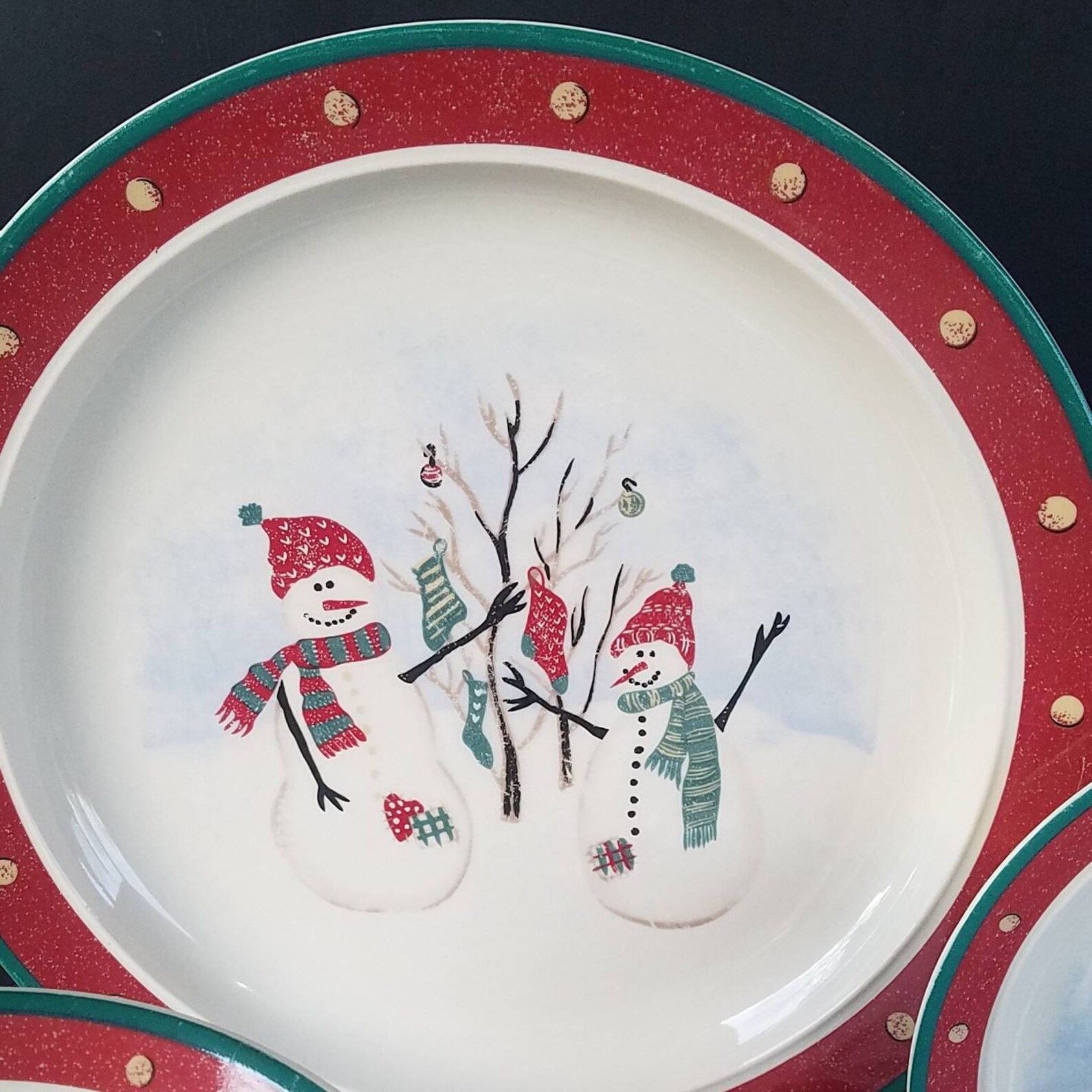 Royal Seasons RN2 Pattern 16Pc Snowmen Dinnerware Set Red Etsy