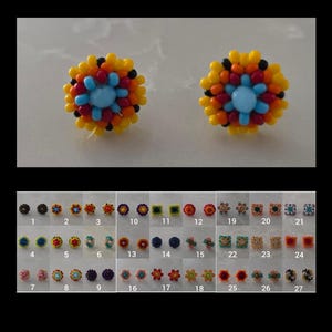 Huichol-Ohrstecker / Perlenohrringe / handgefertigte Ohrringe / Wixarica-Ohrstecker / runde Ohrringe / kleine Ohrringe / Knopfohrringe