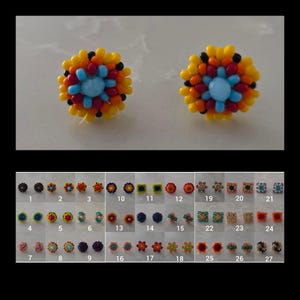 Huichol Stud Earrings/ beaded earrings/ handmade earrings/ wixarica stud earrings/ round earrings/ small earrings/ button earrings