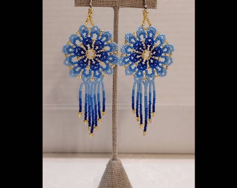 Boucles d'oreilles Wixarika/Ensemble de boucles d'oreilles/Perlage/Boucles d'oreilles Huichol/Boucles d'oreilles longues (5")