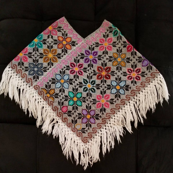 Handmade Embroidery  Floral Poncho/ Variety of Desings and colors/ Mexican Zarape