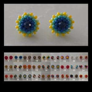 Huichol Stud Earrings/ beaded earrings/ handmade earrings/ wixarica stud earrings/ round earrings/ small earrings/ pendientes de boton