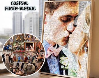 3rd Anniversary Photo Mosaic Gift: Custom Couple Portrait