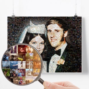 50th anniversary gifts for parents, Photo collage gift, Golden anniversary, Photo mosaic